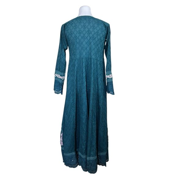 Ansab Jahangir OCEAN DEPTH Kalidaar Embroidered Prairie Boho Schiffli Cotton - Picture 4 of 8